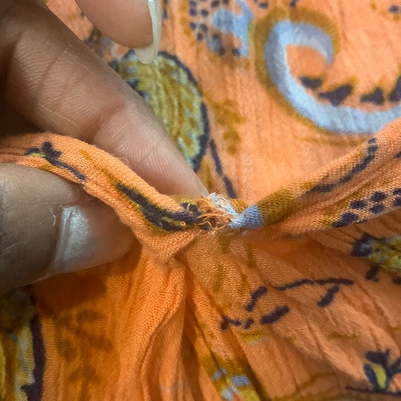 Free People Tunic Mini Just The Two Of Us Paisley Orange XS Boho Whimsical - Picture 13 of 14